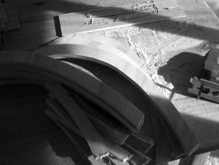 one compact wooden bench