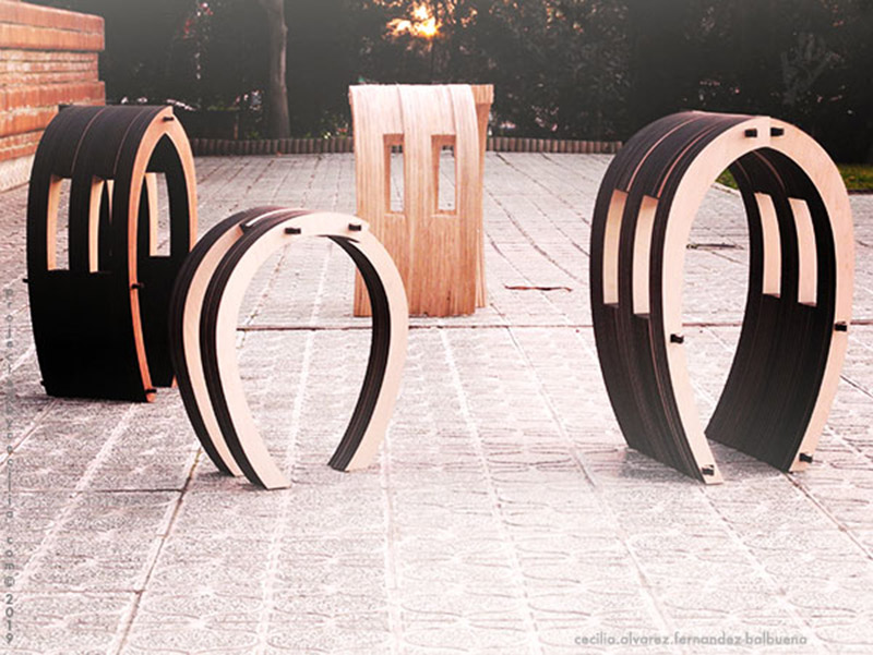 one compact wooden bench