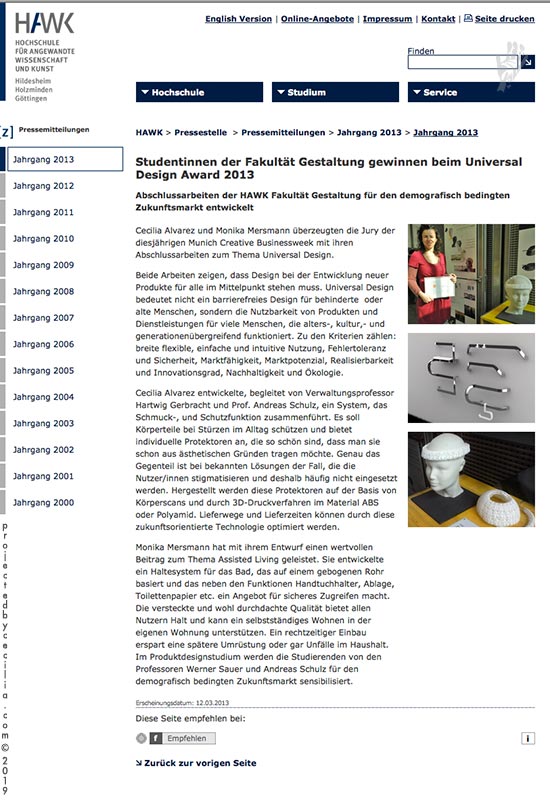 hawk website universal design award 2013 munich creative business week