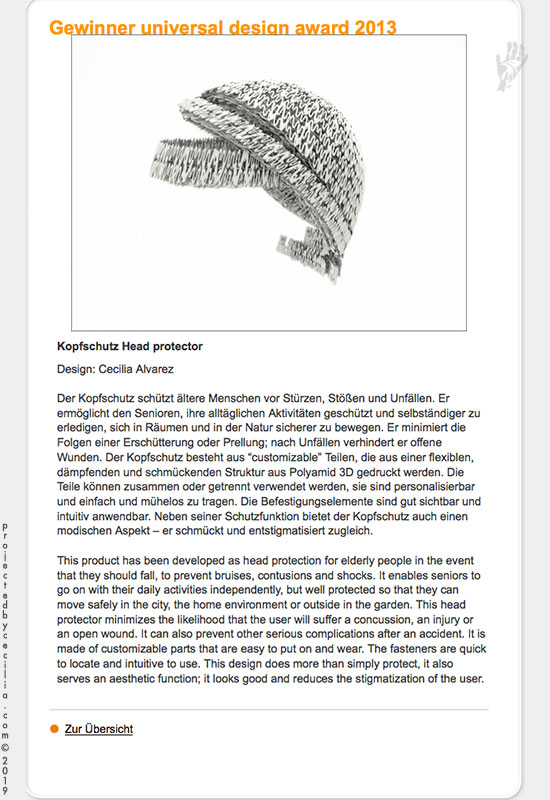 screenshot from universal design gmbh listing winners 2013